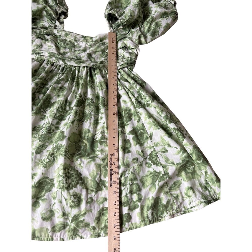Abercrombie & Fitch Emerson Ruched Floral Mini Dress size M Cream Green - Picture 6 of 10